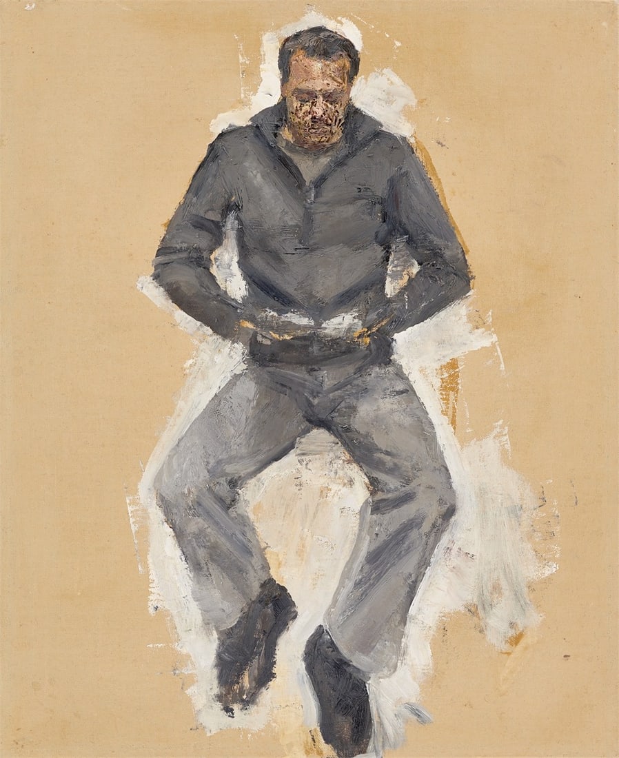 Steven Black. Untitled (Man reading). 2003: Steven Black (Melbourne 1973 – lives in Leipzig). Untitled (Man reading). 2003 Oil on canvas. 52 × 42 cm (20 ½ × 16 ½ in. ). Signed