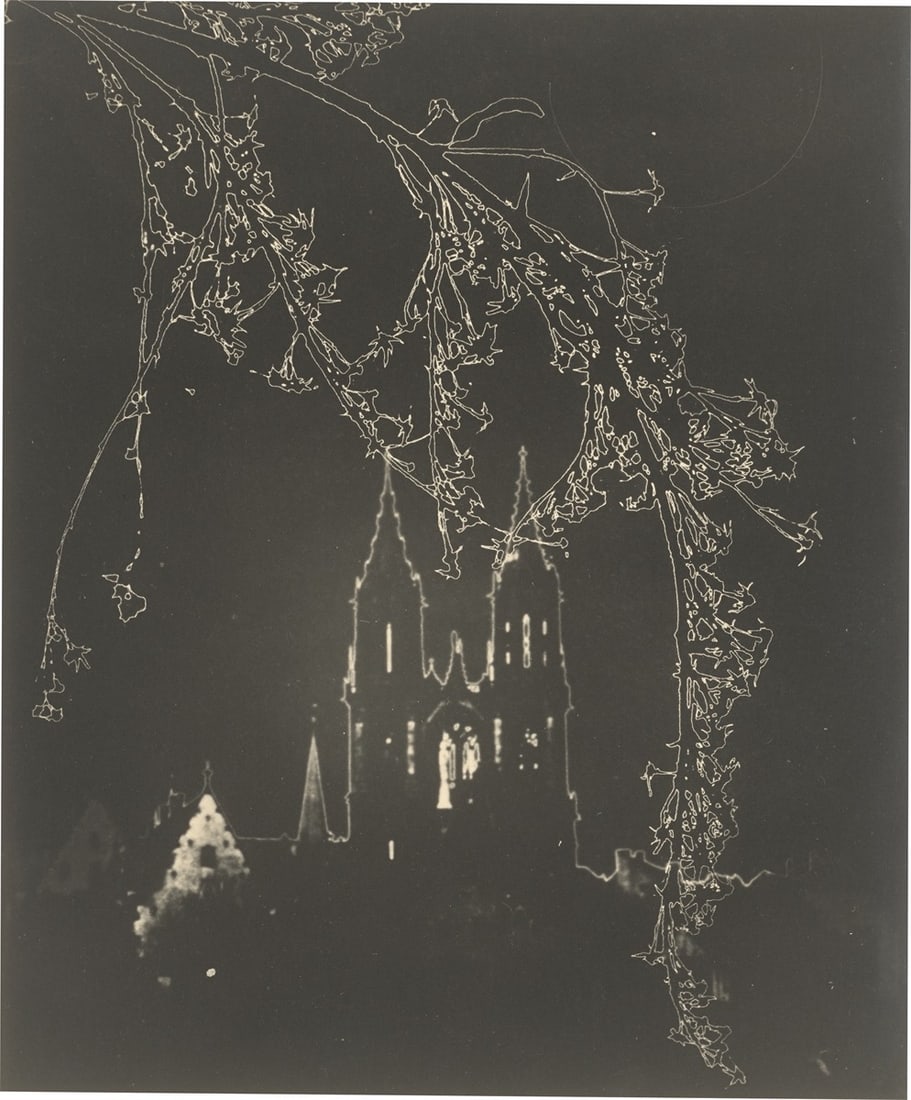 Franz Fiedler. ”Meissner Türme”. 1950s: Franz Fiedler (Proßnitz 1885 – 1956 Dresden). ”Meissner Türme”. 1950s Vintage. Gelatin silver print. Sabattier effect. 25,4 × 21,2 cm (28 ×&nb