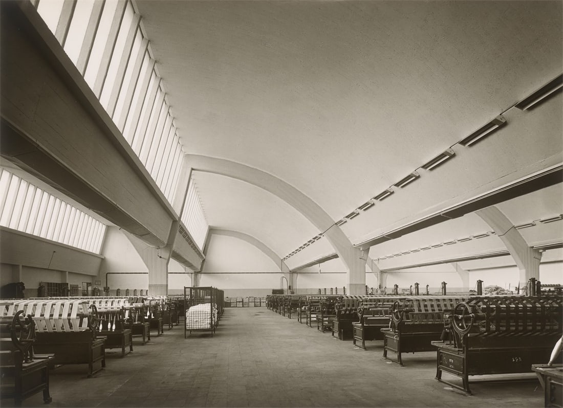 Karl Hugo Schmölz. Tuchfabrik Leopold Schoeller, Heimbach, Düren. Circa 1950: Karl Hugo Schmölz (Weißenhorn 1917 – 1986 Lahnstein). Tuchfabrik Leopold Schoeller, Heimbach, Düren. Circa 1950 3 Vintages. Gelatin silver prints. Agfa Portriga paper. Each