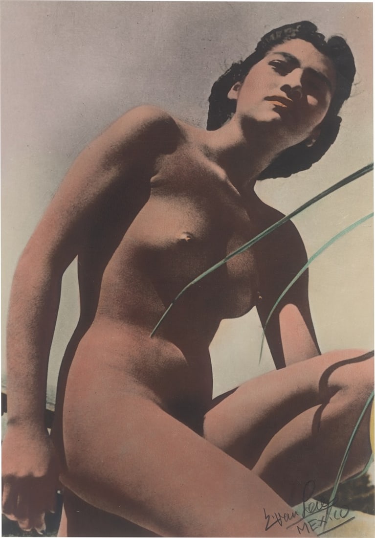 Edith van Lew (i.e. Boeck). ”Mexico". 1930s: Edith van Lew (i.e. Boeck) (Worked in Berlin 1928-1955). ”Mexico". 1930s 4 Vintages. Gelatin silver prints, hand-coloured. Each approx. 42,8 × 29,9 cm