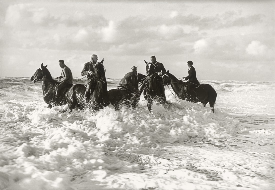 Bleicke Bleicken. Riders in the Surf, Kampen/Sylt. 1925: Bleicke Bleicken (Keitum/Sylt 1898 – 1973 Niebüll/North Frisia). Riders in the Surf, Kampen/Sylt. 1925 Posthumous gelatin silver print of the estate, 2025. 