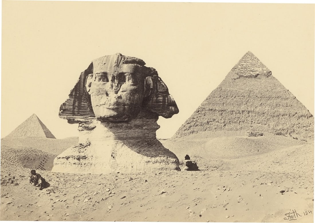 Francis Frith. Sphinx / The Great Piramid, From the Plain / The Second Piramid, From the…. Eac: Francis Frith (Chesterfield 1822 – 1898 Reigate). Sphinx / The Great Piramid, From the Plain / The Second Piramid, From the Plain. Each 1857 3 Vintages. Albumen prints. Each approx.