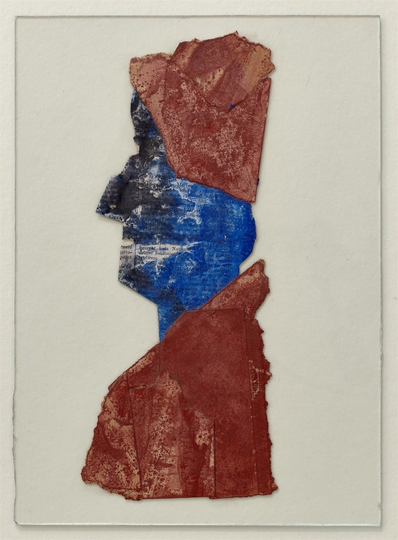 Hermann Glöckner. Profil nach links. 1965: Hermann Glöckner (Cotta near Dresden 1889 – 1987 Berlin). Profil nach links. 1965 Painted newspaper clippings, attached on glass. 31,5 × 22,5 × 0,2 cm