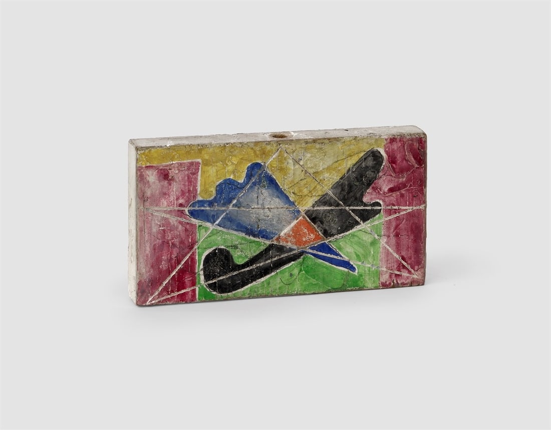 Hermann Glöckner. Doppelseitig bemalte Platte an einer Achse. 1961: Hermann Glöckner (Cotta near Dresden 1889 – 1987 Berlin). Doppelseitig bemalte Platte an einer Achse. 1961 Wood, with chalk priming, incised, painted and lacquered.