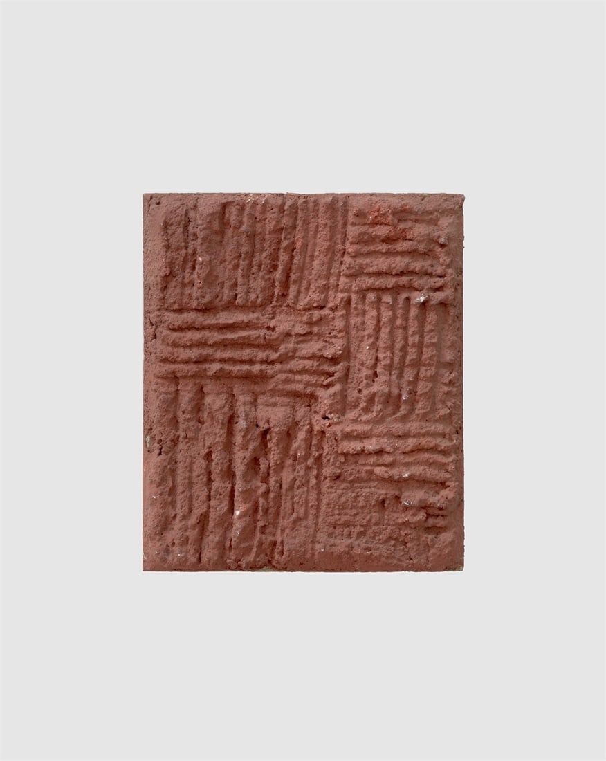 Hermann Glöckner. Rostbraune Fläche mit Parallelzügen. 1964: Hermann Glöckner (Cotta near Dresden 1889 – 1987 Berlin). Rostbraune Fläche mit Parallelzügen. 1964 Mortar, coloured, on coated cardboard, set with latex.