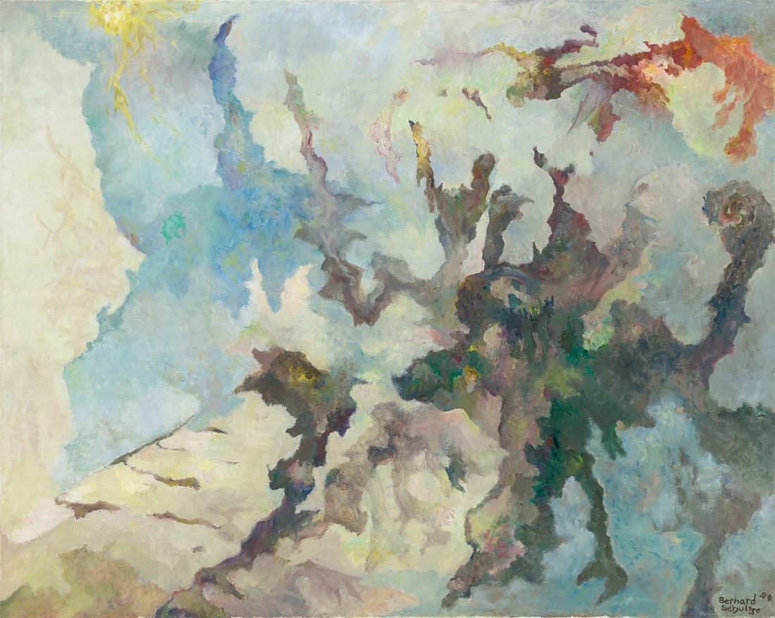 Bernard Schultze. "Novembertrag mit Hoffnungsblau". 1994: Bernard Schultze (Schneidemühl 1915 – 2005 Cologne). "Novembertrag mit Hoffnungsblau". 1994 Oil on canvas. 80 × 100 cm (31 ½ × 39 ⅜&n