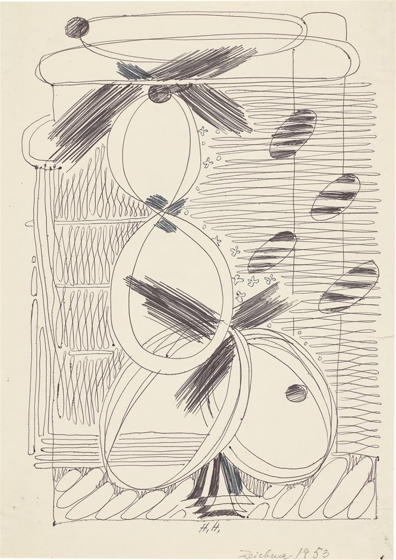 Hannah Höch. Untitled. 1953: Hannah Höch (Gotha 1889 – 1978 Berlin). Untitled. 1953 Black ballpoint ink on paper. 29,5 × 21 cm (11 ⅝ × 8 ¼ in.). Monogrammed