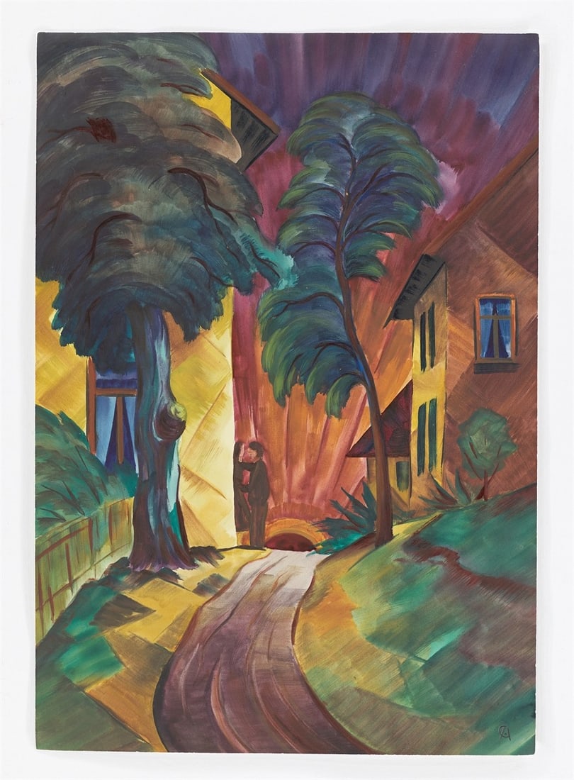 Christian Arnold. ”Liebespaar (Weg zwischen Bäumen und Häusern)”. 1922/23 - 2