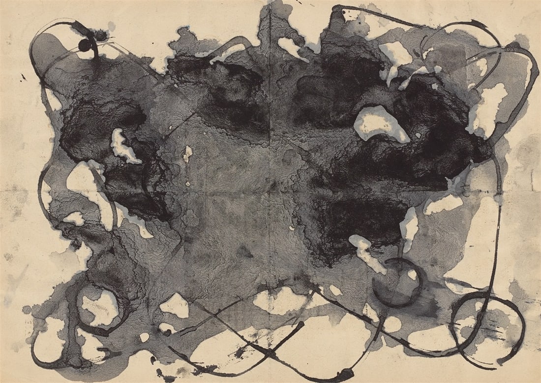 Hermann Glöckner. ”Form und Füllung”. 1958: Hermann Glöckner (Cotta near Dresden 1889 – 1987 Berlin). ”Form und Füllung”. 1958 India ink on paper recycled by the artist. 21 × 29,6 cm
