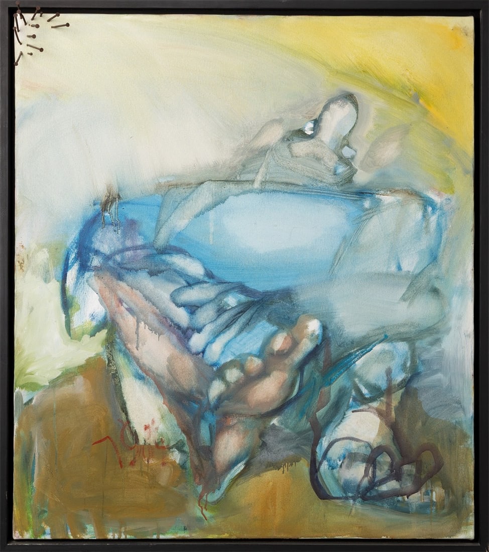 Siegfried Anzinger. ”La Puntura Dello Scorpione”. 1984: Siegfried Anzinger (Weyer 1953 – lives in Cologne). ”La Puntura Dello Scorpione”. 1984 Oil and nails on canvas, in gallery frame. 79,5 × 70 cm (frame: