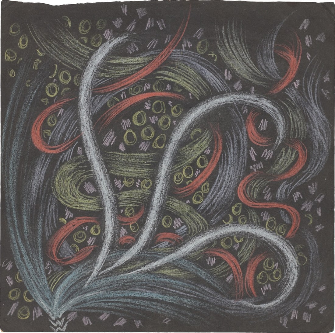 William Wauer. ”Drei Reiherfedern”. Circa 1917: William Wauer (Oberwiesenthal 1866 – 1962 West-Berlin). ”Drei Reiherfedern”. Circa 1917 Coloured chalk on thin black paper, on cardboard. 29,9 × 29,9 cm