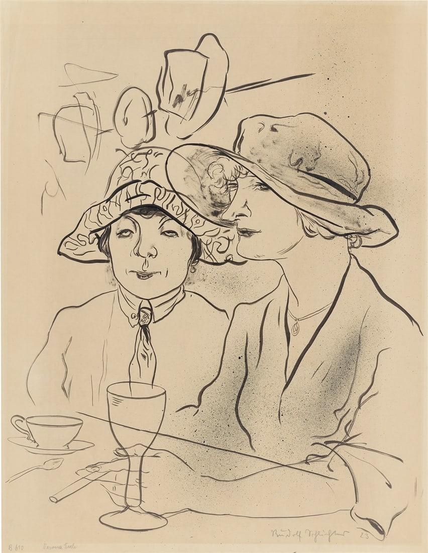 Rudolf Schlichter. ”Verona-Diele”. 1923: Rudolf Schlichter (Calw 1890 – 1955 Munich). ”Verona-Diele”. 1923 India ink on buff-coloured paper. 59 × 45,7 cm (23 ¼ × 18 in.).