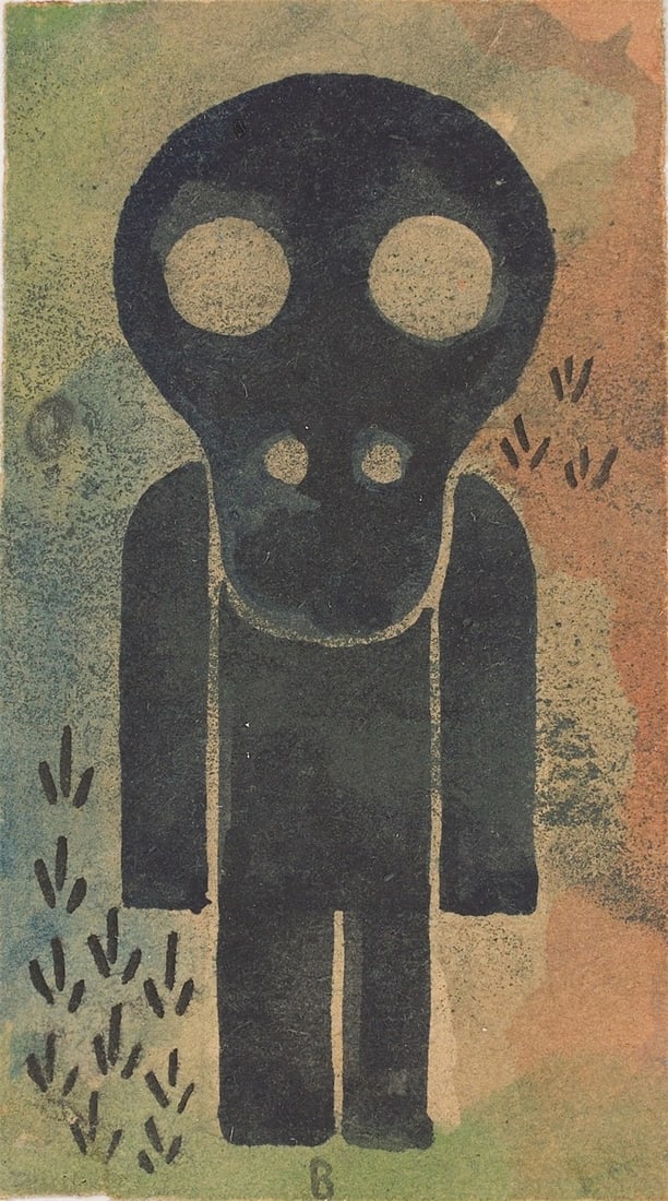 Gottfried Brockmann. ”Eifelgeist”, from the series: ”Eifelwanderung”. 1927: Gottfried Brockmann (Cologne 1903 – 1983 Kiel). ”Eifelgeist”, from the series: ”Eifelwanderung”. 1927 Watercolour on brownish paper, on cardboard.