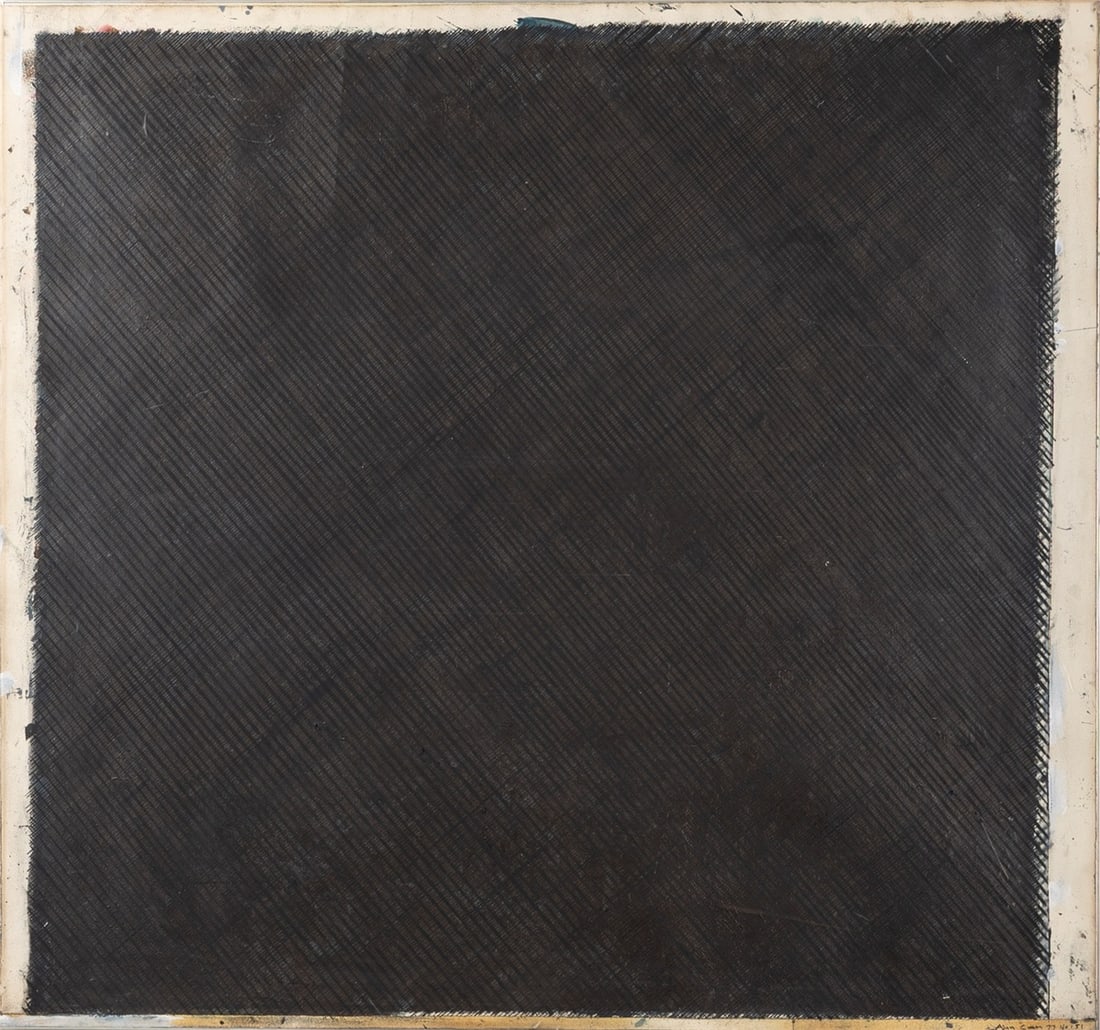Alan Green. ”Drawing No. 151”. 1977: Alan Green (1932 – London – 2003). ”Drawing No. 151”. 1977 Mixed media on semi-cardboard, in acrylic frame. 76,2 × 81,2 cm (frame: