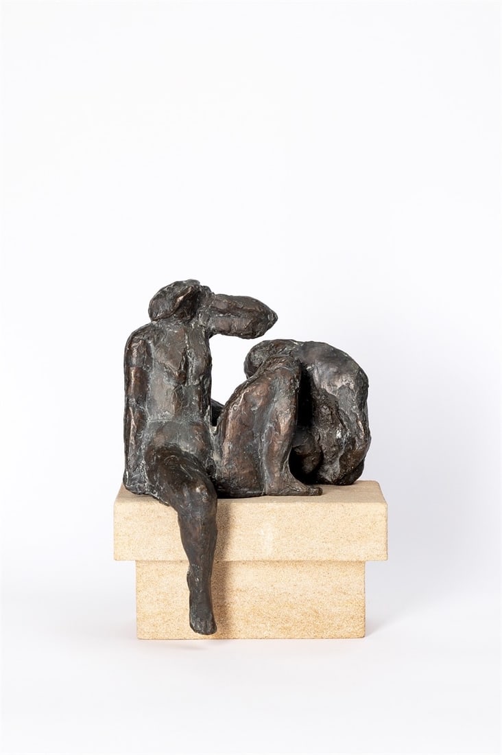 Werner Stötzer. ”Werra und Saale”. Circa 1979–81: Werner Stötzer (Sonneberg 1931 – 2010 Altlangsow). ”Werra und Saale”. Circa 1979–81 2-part: each bronze, on sandstone base. Dimensions with base: