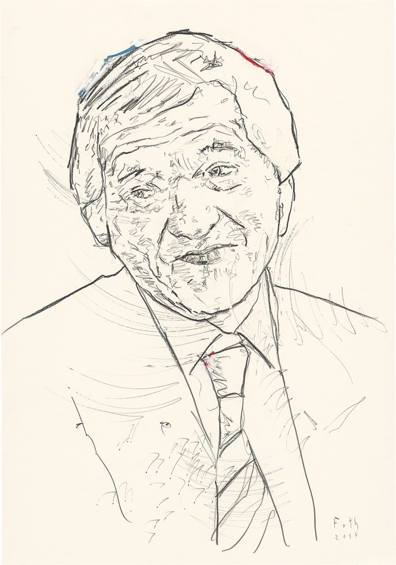 Detlev Foth. Portrait Folker Skulima. 2018: Detlev Foth (Münster 1959 – lives in Erkrath). Portrait Folker Skulima. 2018 Coloured chalk, pencil and opaque white on paper. 99,8 × 69,8 cm