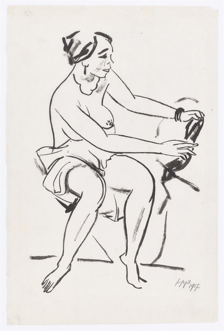 Max Pechstein. Sitting nude. 1917 - 2