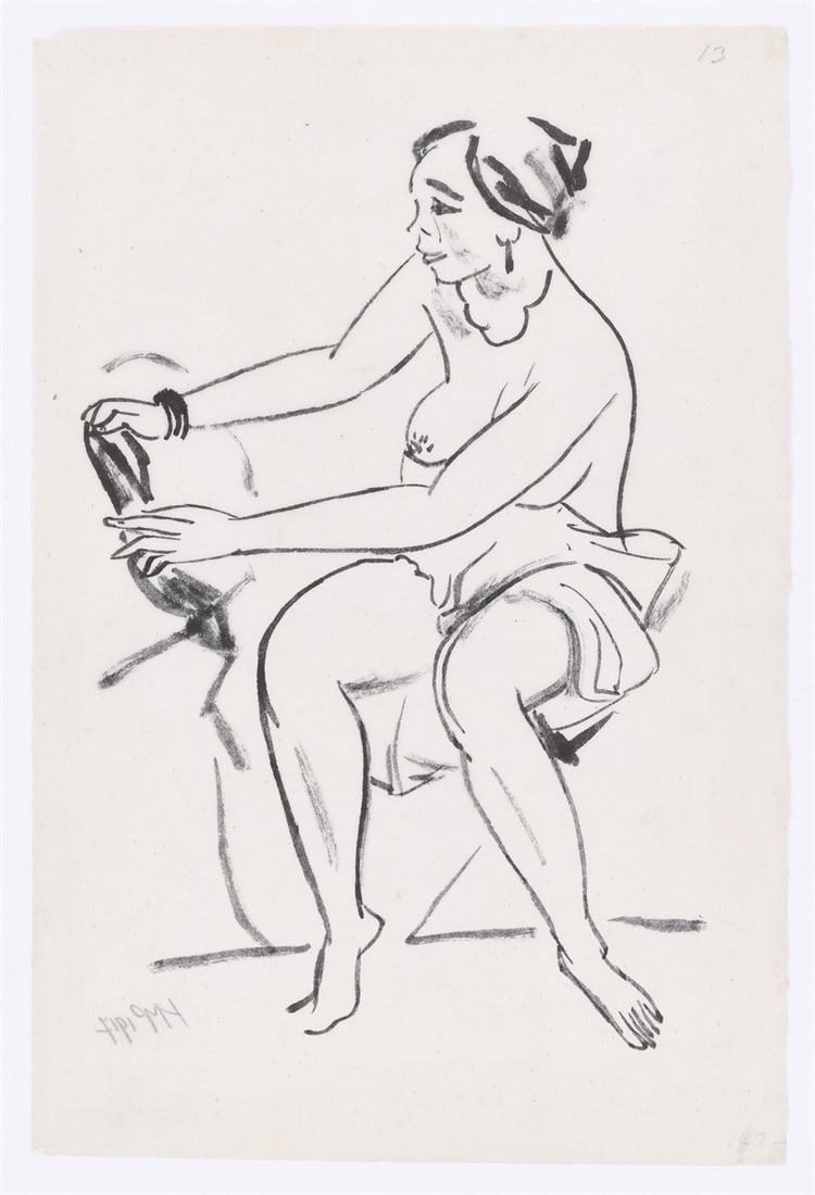 Max Pechstein. Sitting nude. 1917 - 3