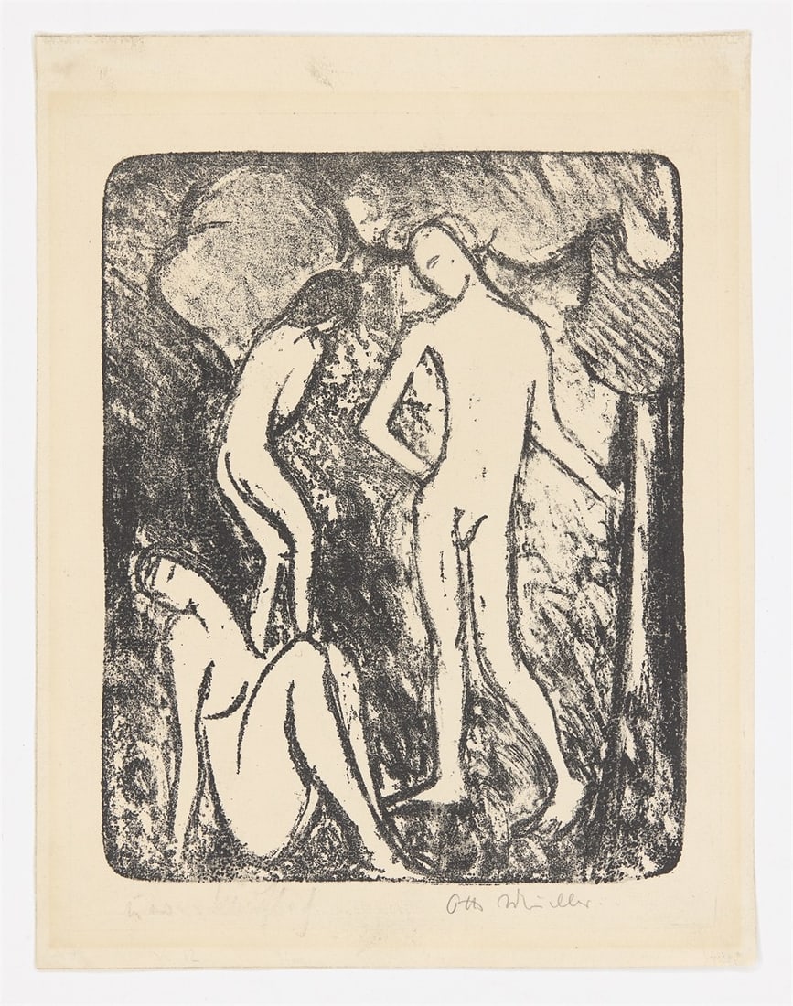Otto Mueller. ”Zwei Mädchen und ein Jüngling (Drei Akte)”. 1909–13/1914 - 2