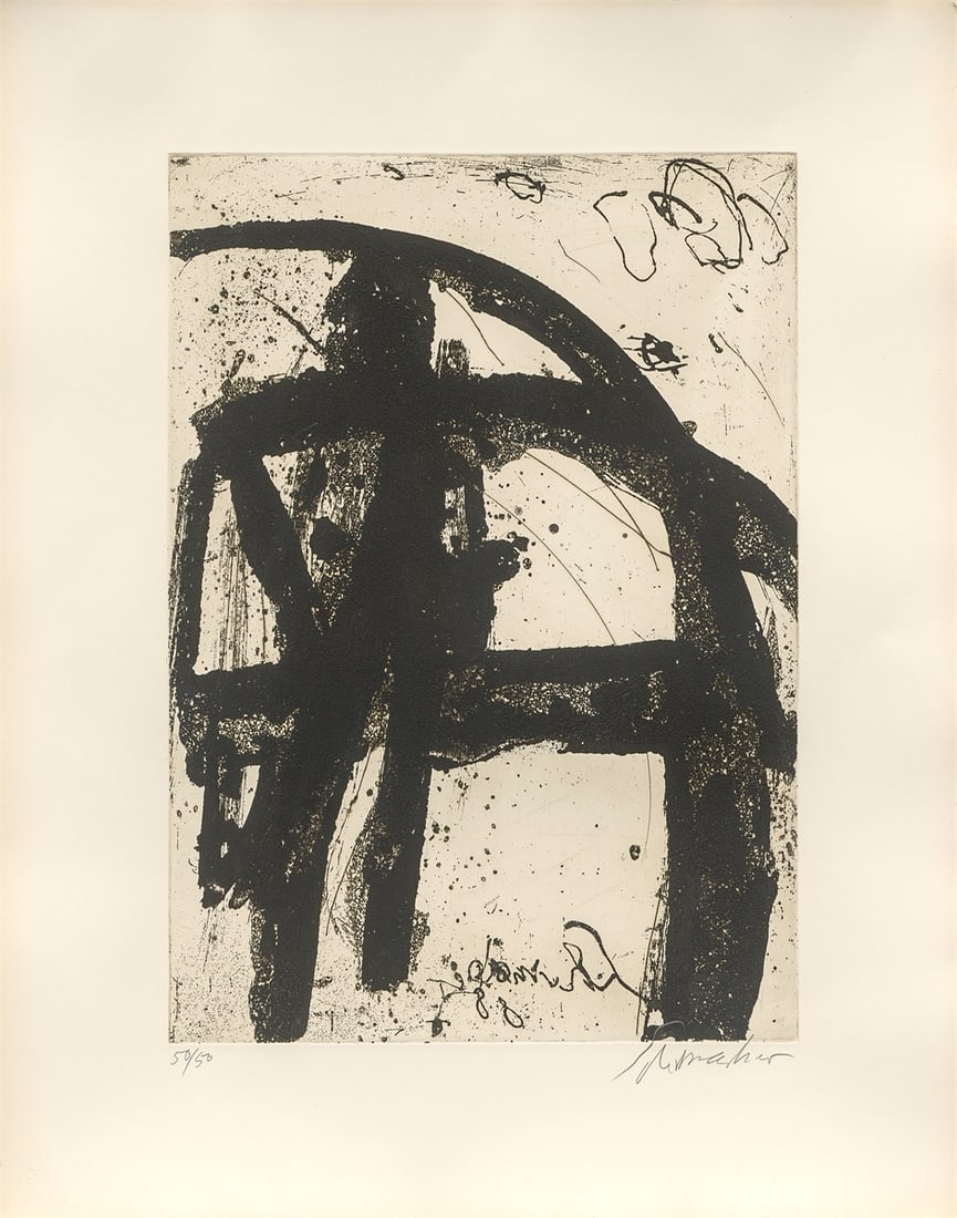 Emil Schumacher. 3/1988. 1988: Emil Schumacher (Hagen 1912 – 1999 San José/Ibiza). 3/1988. 1988 Etching and aquatint on wove paper. 54,8 × 39,3 cm (75 × 60 cm)