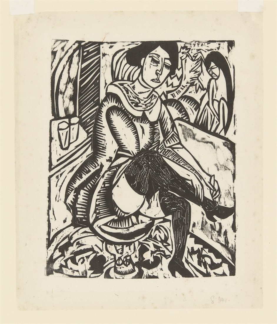 Ernst Ludwig Kirchner. ”Frau, Schuh zuknöpfend”. 1912/13 - 2