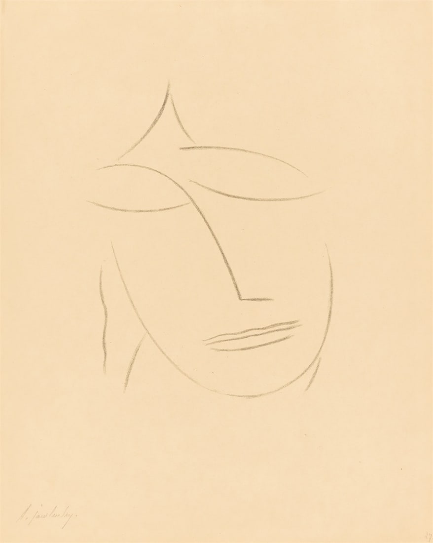 Alexej von Jawlensky. ”Kopf VI”. 1922: Alexej von Jawlensky (Torzhok 1864 – 1941 Wiesbaden). ”Kopf VI”. 1922 Lithograph on heavy buff-coloured Japan paper. 29,3 × 22,7 cm