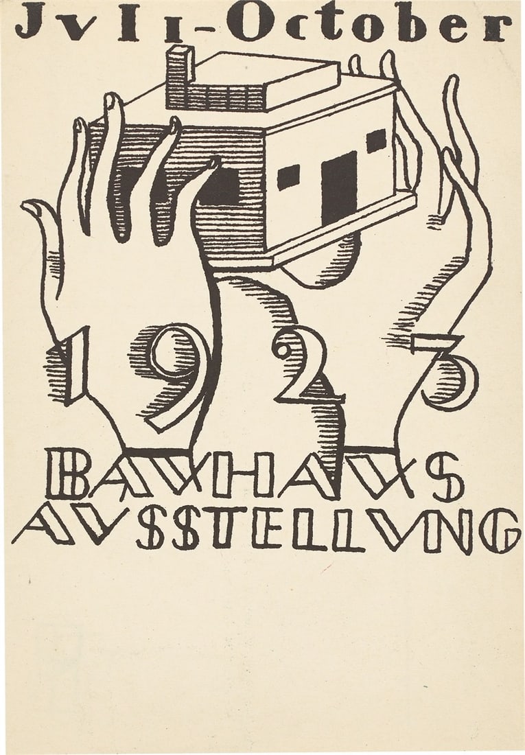 Gerhard Marcks. ”Bauhauspostkarte” (Karte zur Bauhaus Ausstellung Weimar 1923). 1923: Gerhard Marcks (Berlin 1889 – 1981 Burgbrohl/Eifel). ”Bauhauspostkarte” (Karte zur Bauhaus Ausstellung Weimar 1923). 1923 Lithograph on light cardboard.