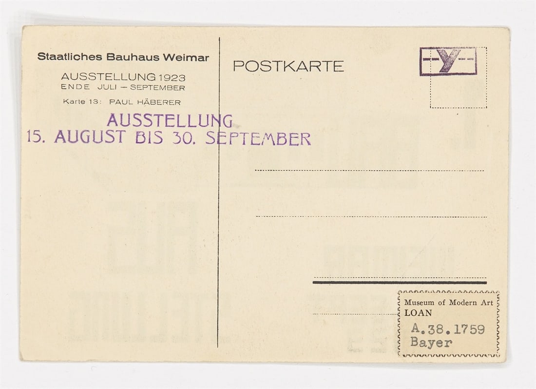 Paul Häberer. Hausmodell (Karte zur Bauhaus Ausstellung Weimar 1923). 1923 - 3