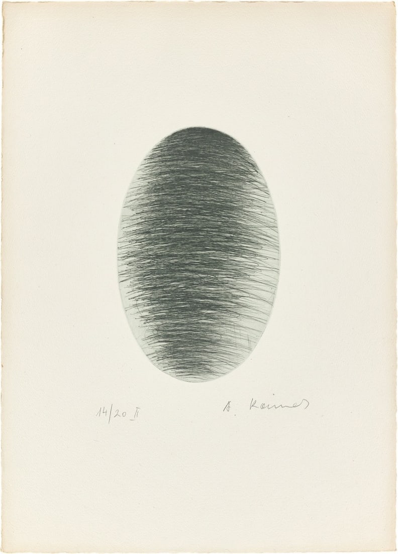 Arnulf Rainer. ”Ellipse”. 1959/60/1970s: Arnulf Rainer (Baden near Vienna 1929 – 2025 Vienna). ”Ellipse”. 1959/60/1970s Etching and drypoint on wove paper. 19,3 × 12,4 cm