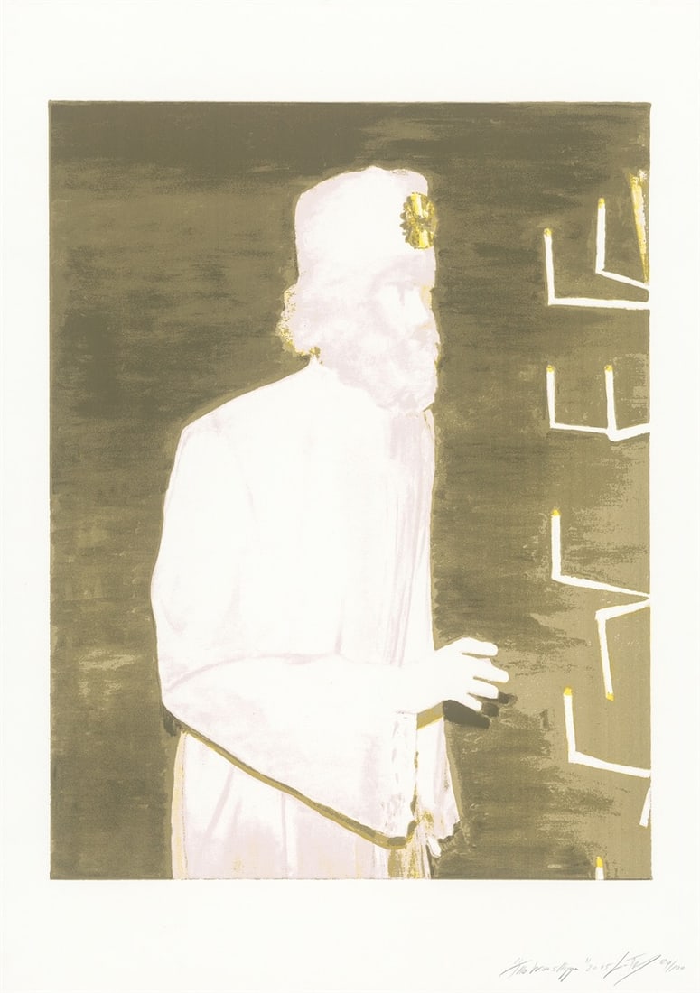 Luc Tuymans. ”The Worshipper”. 2005: Luc Tuymans (Mortsel near Antwerp 1958 – lives in Antwerp). ”The Worshipper”. 2005 Colour silkscreen on BFK Rives wove paper; with an artist monograph in original linen-covered box.