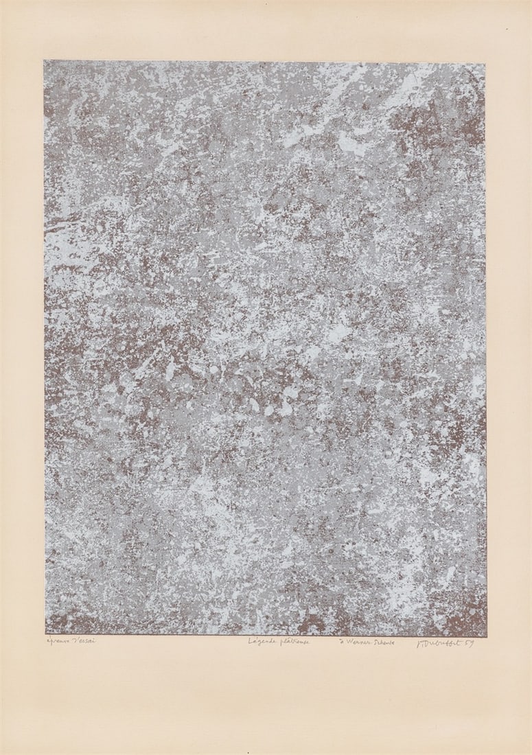 Jean Dubuffet. ”Légende plâtreuse”. 1959: Jean Dubuffet (Le Havre 1901 – 1985 Paris). ”Légende plâtreuse”. 1959 Colour lithograph on heavy Arches wove paper. 47,5 × 36,5 cm (63,2 ×&nbs