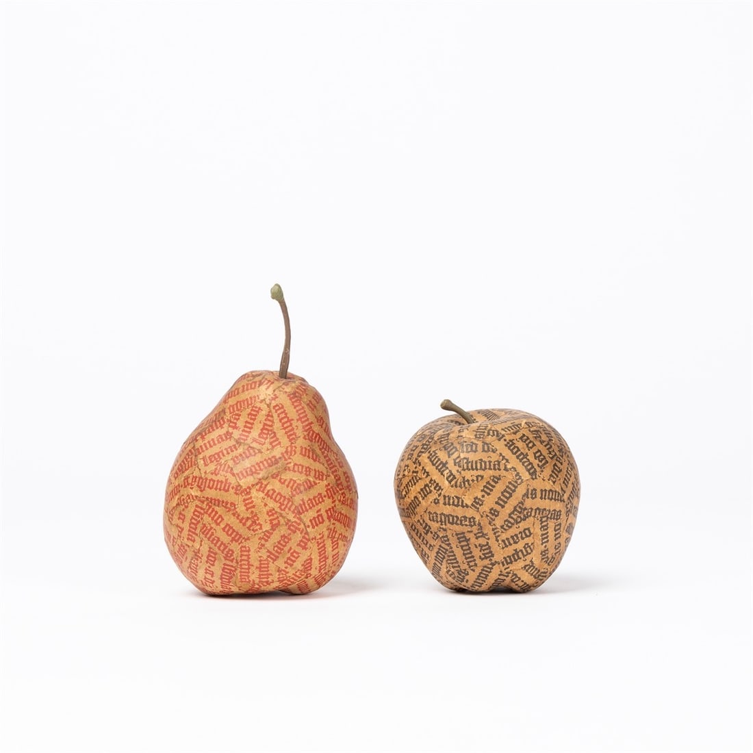 Jiří Kolář. Apple and Pear. 1969: Jiří Kolář (Protivín 1914 – 2002 Prague). Apple and Pear. 1969 2 objects: each plastic fruit collaged with paper. 8 × 8 × 7,5 cm /