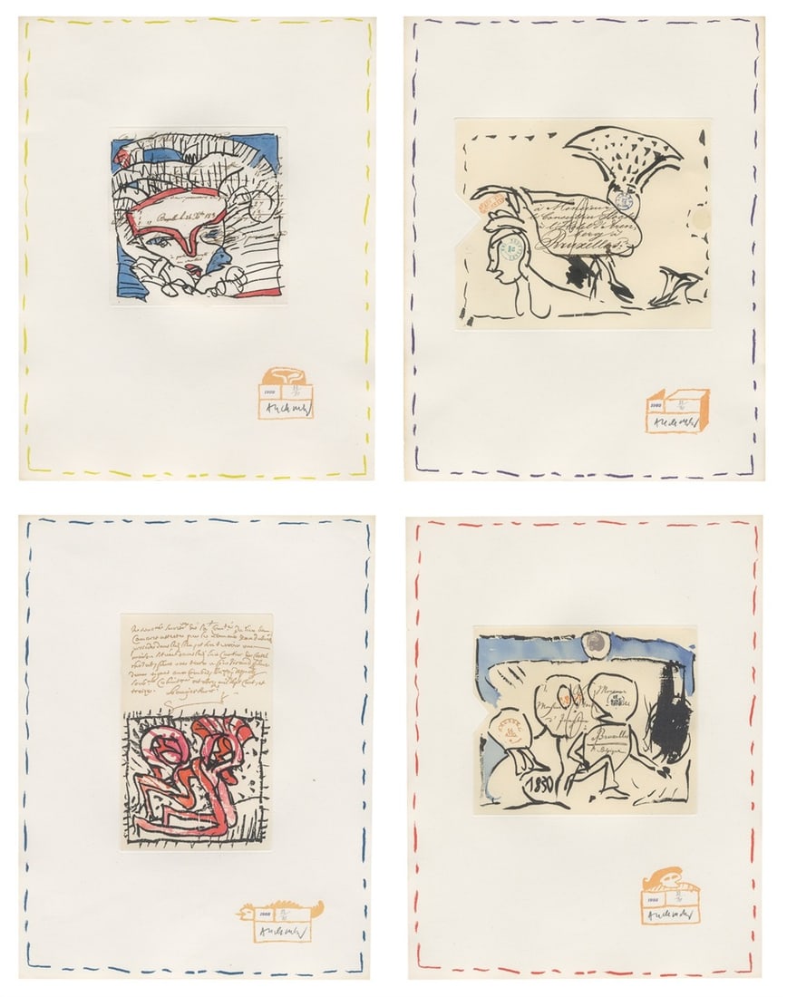 Pierre Alechinsky. ”Eugène lonesco – Chaque Matin”. 1988: Pierre Alechinsky (Brussels 1927 – lives in Bougival near Paris). ”Eugène lonesco – Chaque Matin”. 1988 10 sheets: each colour etching and aquatint on wove paper. Each: