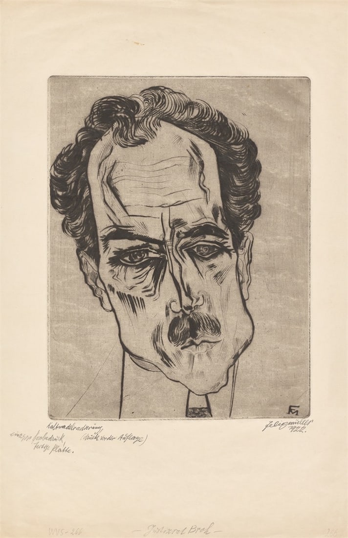 Conrad Felixmüller. ”Porträt Justizrat James Broh”. 1922: Conrad Felixmüller (Dresden 1897 – 1977 Berlin). ”Porträt Justizrat James Broh”. 1922 Etching and drypoint on cream paper. 36,5 × 27,7 cm