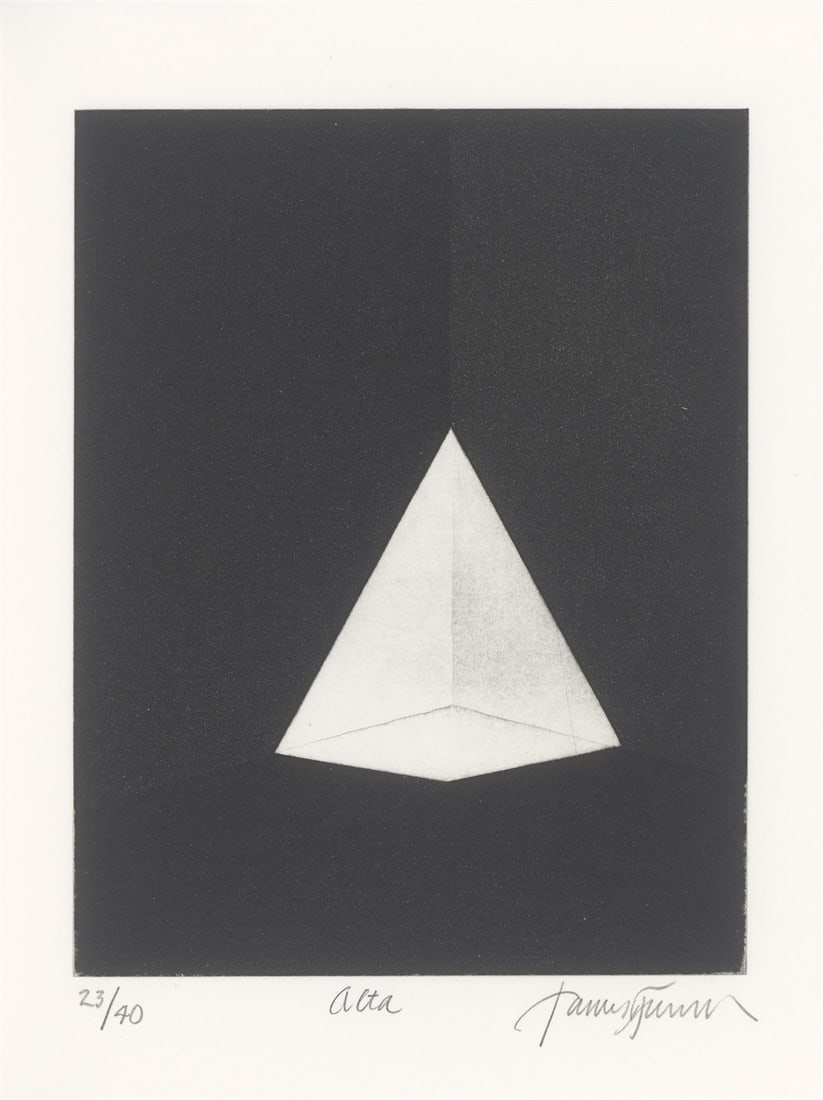 James Turrell. ”Alta (für Parkett)”. 1990: James Turrell (Los Angeles 1943 – lives in Flagstaff, AZ, and Inisheane/Ireland). ”Alta (für Parkett)”. 1990 Aquatint on Zerkall- aid paper. Bound in Parkette edition. 19 &