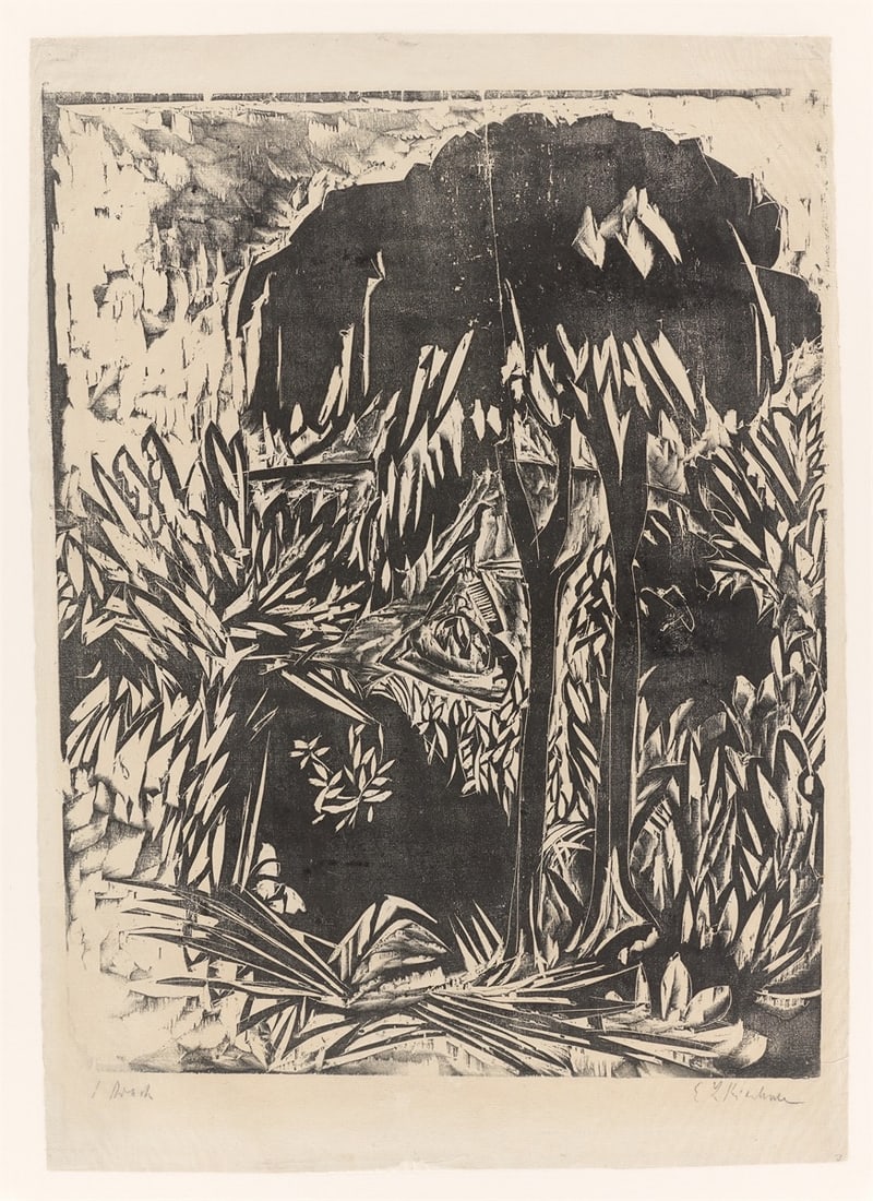 Ernst Ludwig Kirchner. ”Bäume und Büsche am Strand, Fehmarn”. 1913 - 2