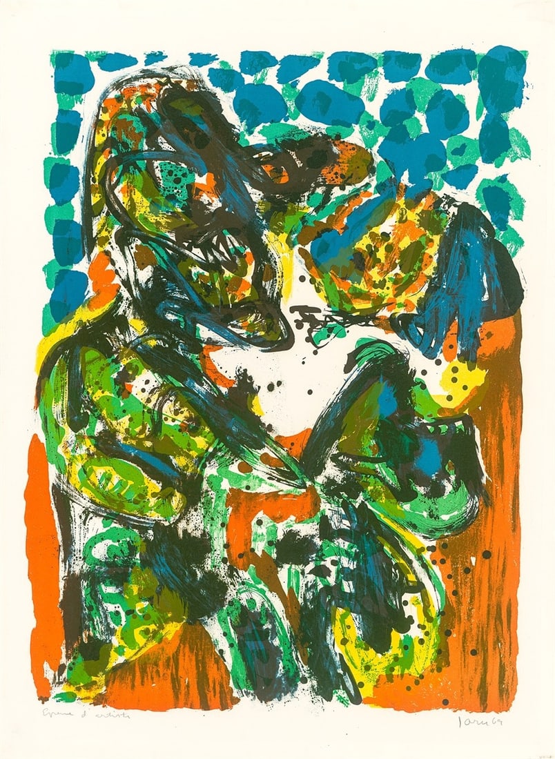 Asger Jorn. ”Confusion diplomatique”. 1969: Asger Jorn (Vejrum 1914 – 1973 Aarhus). ”Confusion diplomatique”. 1969 Colour lithograph on BFK Rives wove paper. 66,5 × 49,5 cm