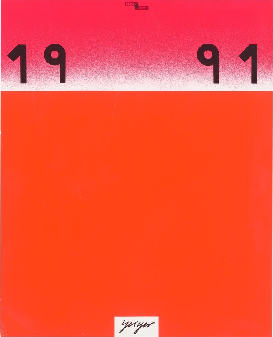 Rupprecht Geiger. ”Kalender 1991”. 1990: Rupprecht Geiger (1908 – Munich – 2009). ”Kalender 1991”. 1990 Spiral-bound calendar with 13 colour silkscreens, each with typographic lettering.