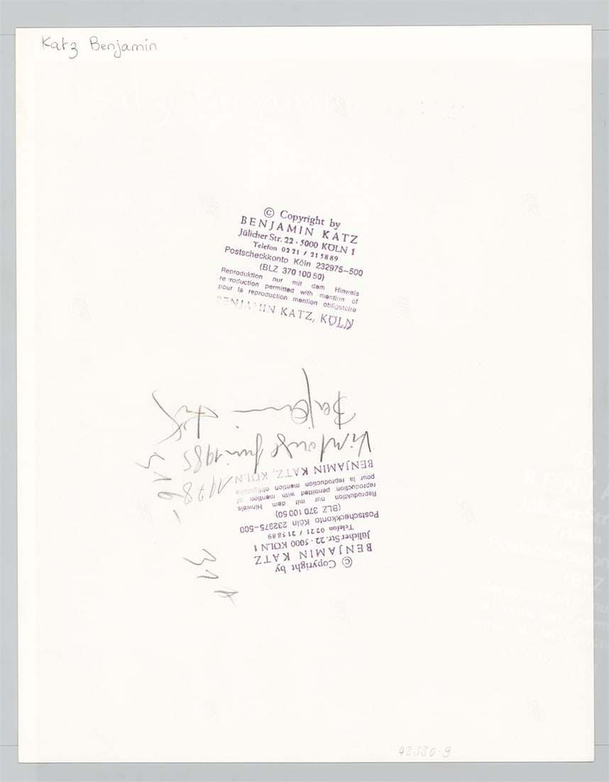 Benjamin Katz. Georg Baselitz, Köln. 1978 - 4
