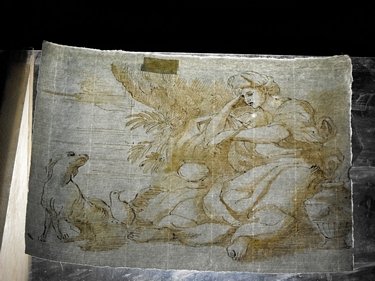 ITALIAN SCHOOL, 18TH.C.: iTALIAN SCHOOL, 17TH-CENTURY, Brown ink and blue laid paper,Mis:210x160 mm.(8.3”x6.3”)