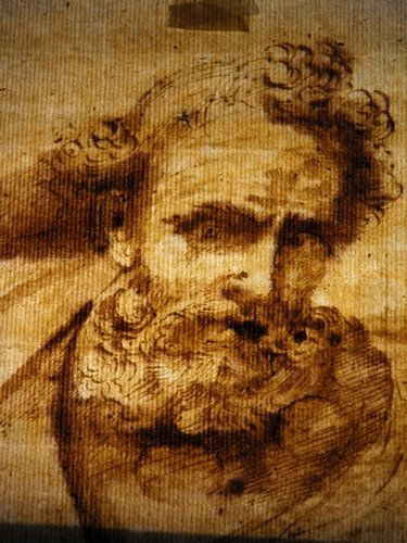 DUTCH SCHOOL 17th. Century: Dutch school of 17th. century,"Face of man with beard"ink and watercolor on paper. Mis:181x236 mm.(7.1"x9.3")