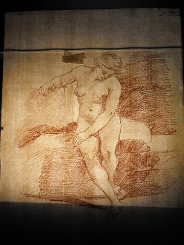 FRENCH SCHOOL: French school,"Naked woman",Red chalk on laid paper. Mis:207x300 mm.(8.1"x11.8")