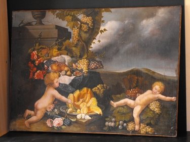 02: ITALIAN SCHOOL second half of 18th. Century: Italian school,oil on canvas, "Cherubs in the woods" second half of 18th. very good quality. century.Mis: 900x640 mm. (35.4"x25.2")