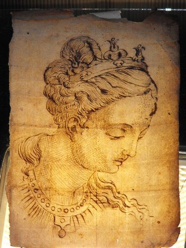 BERNARDINO CAMPI (FOLLOWER OF): Bernardino Campi (Cremona 1522-1591)(follower of), "Santa Caterina" brown ink on cream laid paper.mis:208x140 mm. (8.18"x5.51")