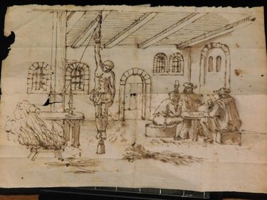 ITALIAN SCHOOL OF 17th. century: Italian school of 17th. century,Brown ink on cream laid paper,Mis:271x204 mm. (10.66"x8.03") Ex Settimelli collection.