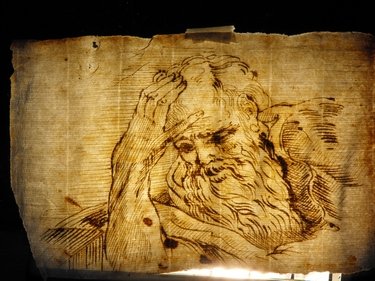 ITALIAN SCHOOL OF 17th. century: Italian school of 17th. century, "Prophet", pen and brown ink on cream laid paper.mis:205x140 mm. (8.07"x5.51")