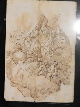 SCHOOL OF NORTHERN ITALY 18th. C.: School of northern Italy 18th. century, "allegory", pen and ink watercolor on paper. Size: 196x285 mm. (7.71"x11.22")