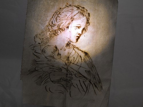 ITALIAN SCHOOL OF 18Th. C.: Italian school of 18Th.century,"Madonna and Child" ink on paper. Size: 183x146 mm. (7.21"x5.74")