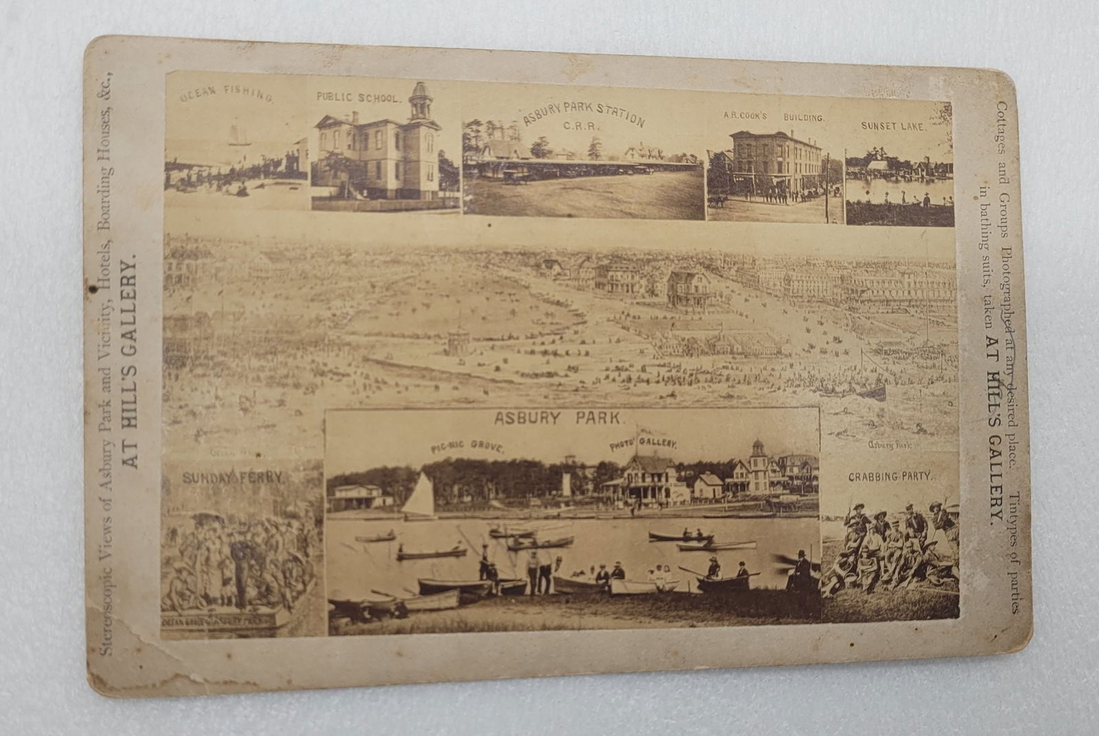 Asbury Park Cabinet Card Photo Hill's Gallery: Asbury Park Stereoscopic View Card Hill's Gallery - 4.25" by 6.5".