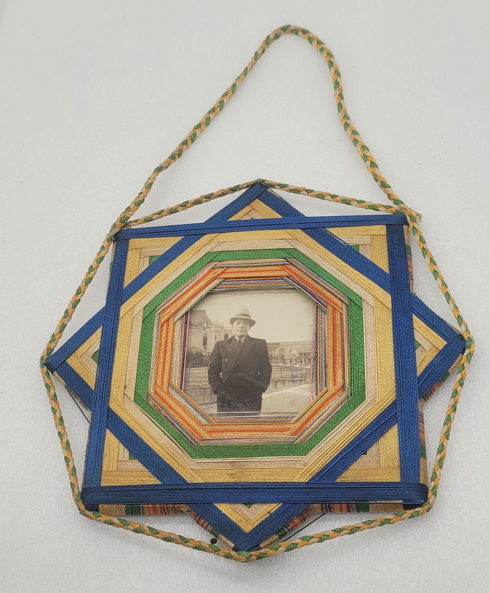 Antique Thread Frames w Original Photographs Man w Hat Photo (1 of 5)